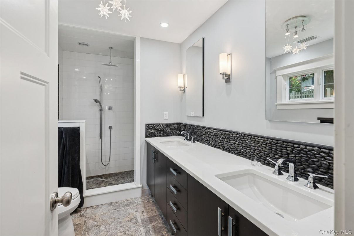 Bathroom, Dual Sink Vanities, Glass Shower, Interior, Recessed Lighting