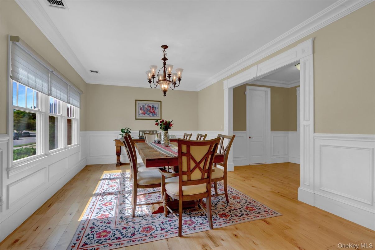 Chandelier, Dining room, Interior, Wood Texture Flooring