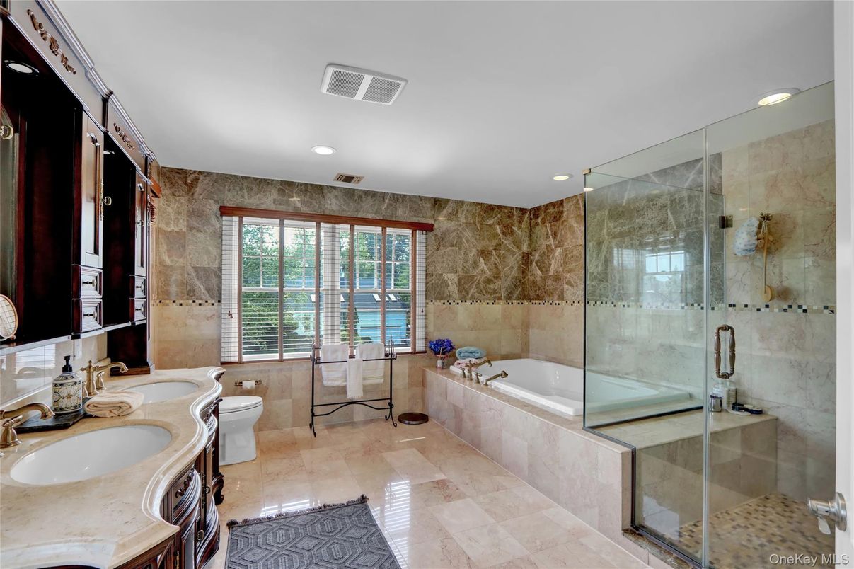 Bathroom, Dual Sink Vanities, Glass Shower, Interior, Recessed Lighting