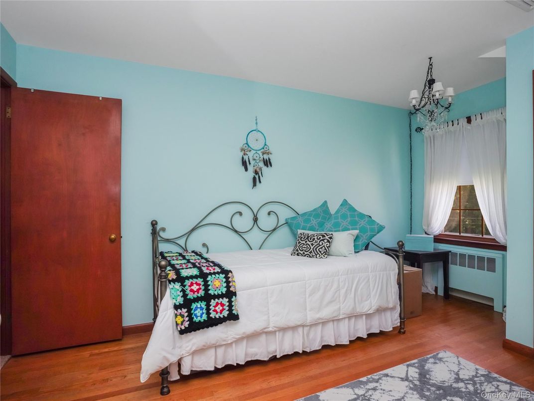 Bedroom, Chandelier, Interior, Wood Texture Flooring