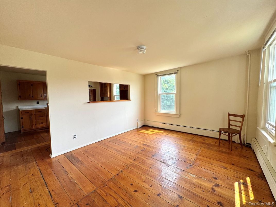 Empty room, Interior, Kitchen, Pendant Lights, Wood Texture Flooring