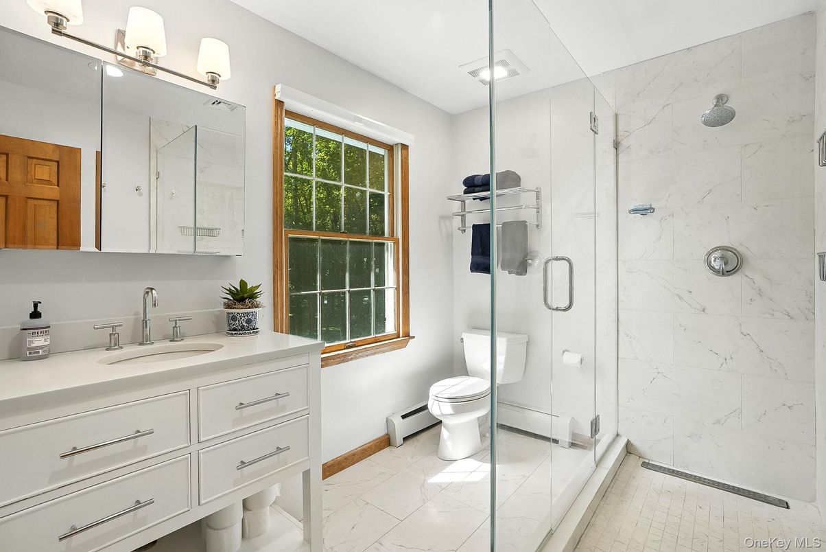 Bathroom, Glass Shower, Interior, Marble, Marble Walls