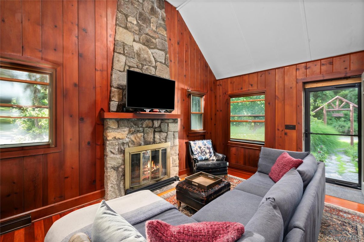 Fireplace, Interior, Living room, Stone Walls, Wooden Walls