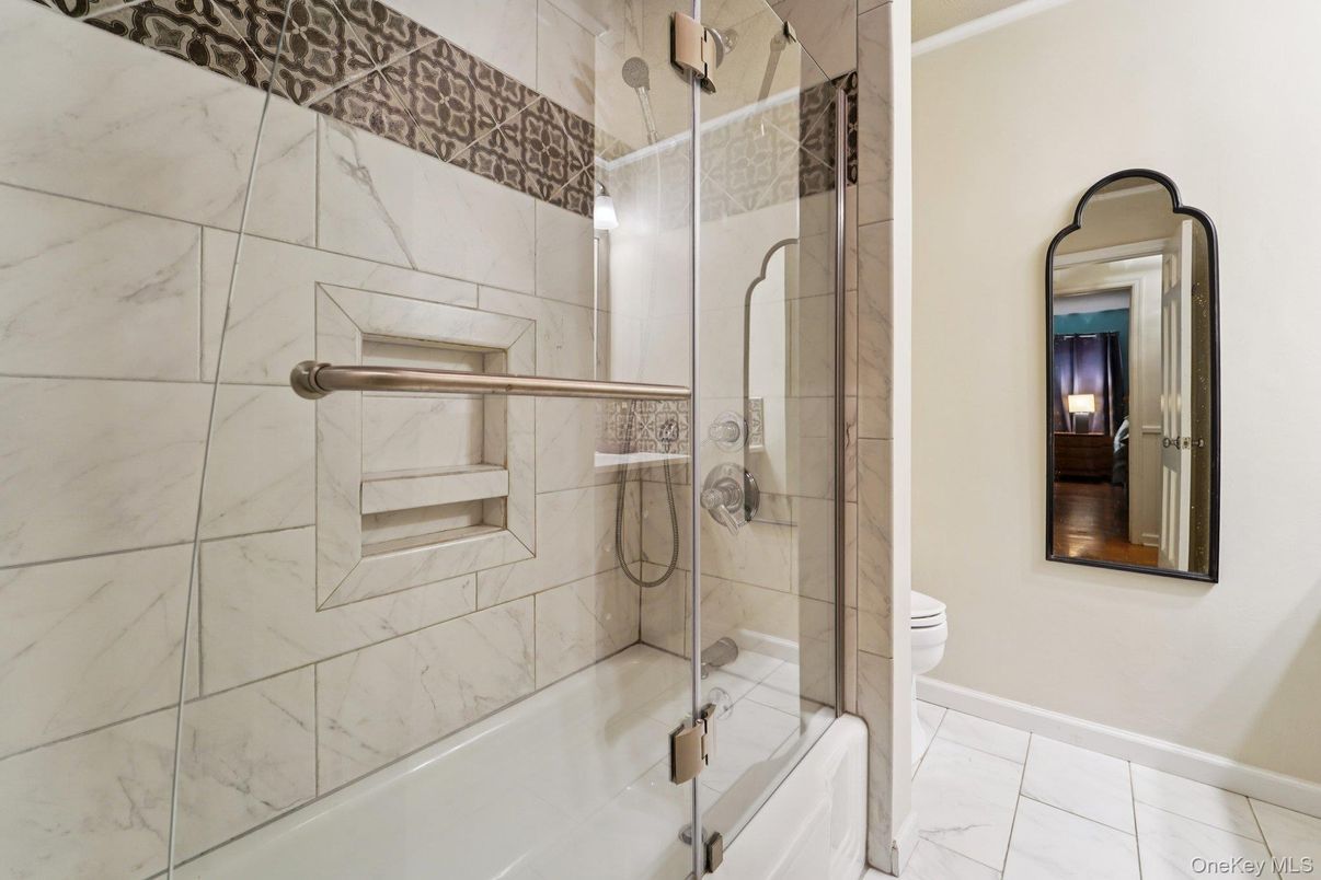 Bathroom, Glass Shower, Interior, Marble Walls