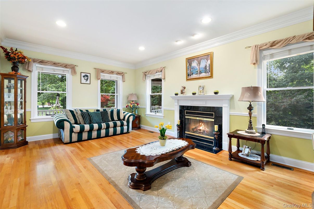 Fireplace, Interior, Recessed Lighting, Wood Texture Flooring