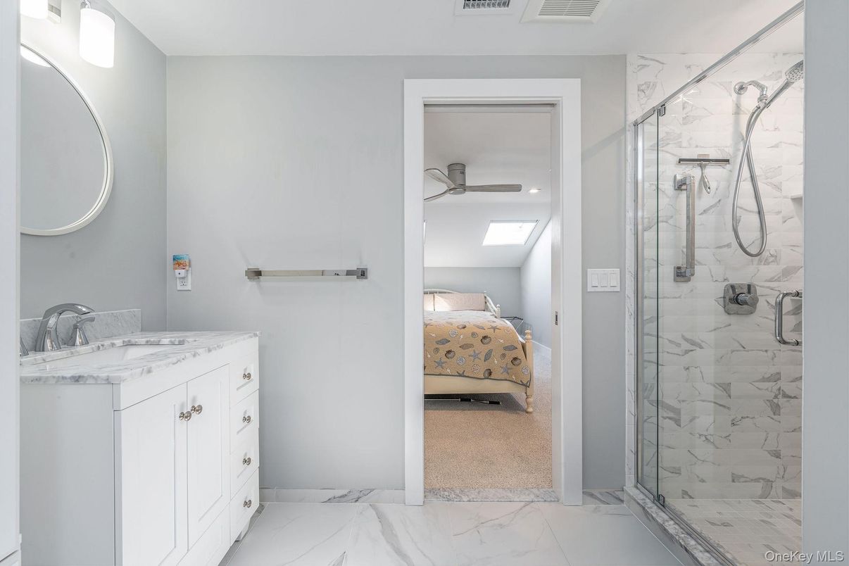 Bathroom, Bedroom, Glass Shower, Interior, Marble, Marble Walls