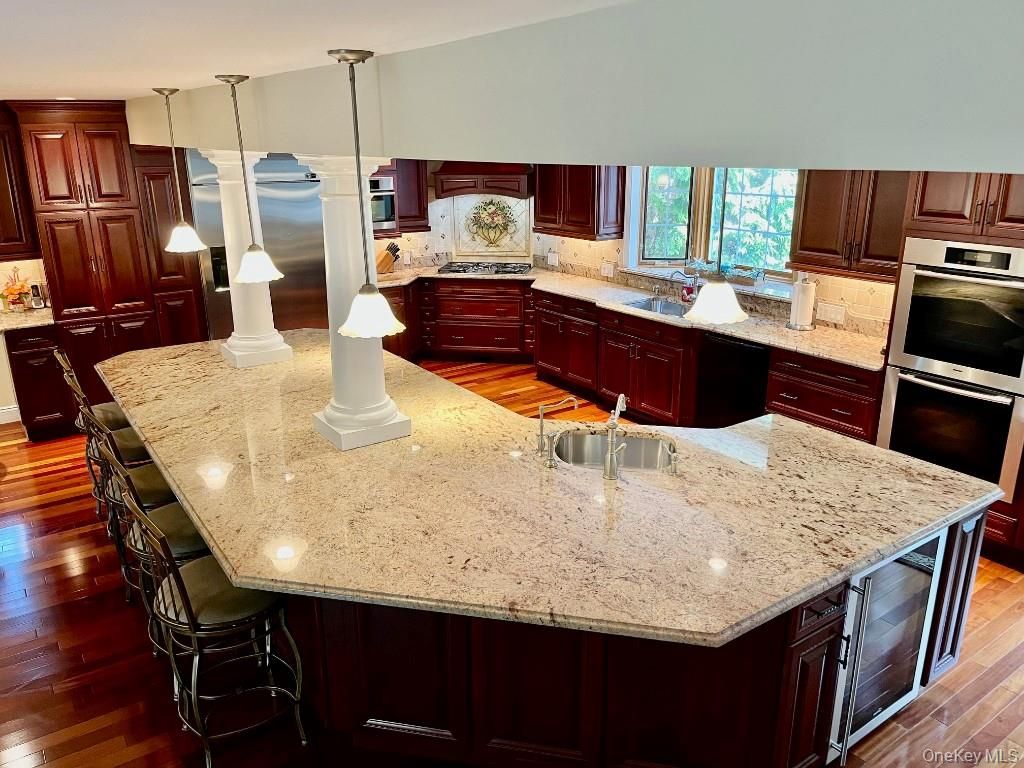 Interior, Kitchen, Pendant Lights, Stainless Steel Appliances, Wood Texture Flooring