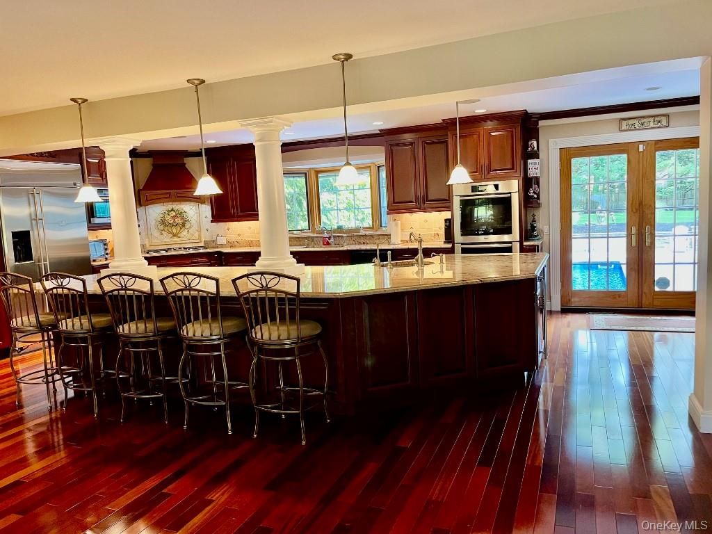 Interior, Kitchen, Pendant Lights, Stainless Steel Appliances, Wood Texture Flooring