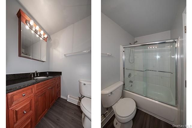 Bathroom, Glass Shower, Interior, Wood Texture Flooring