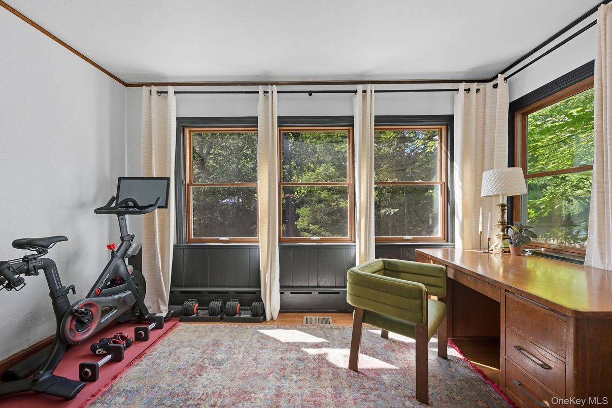 Fitness Equipment, Home Office, Interior, Wood Texture Flooring