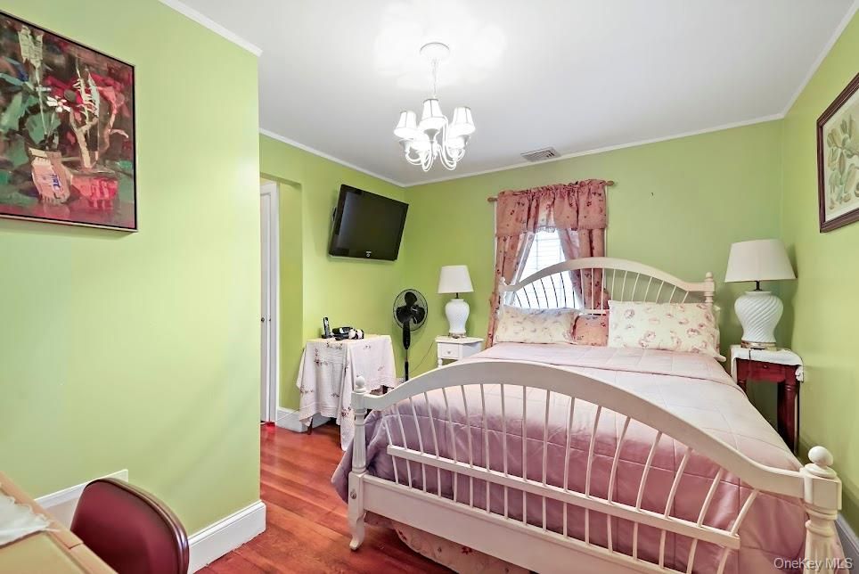 Bedroom, Chandelier, Interior, Wood Texture Flooring