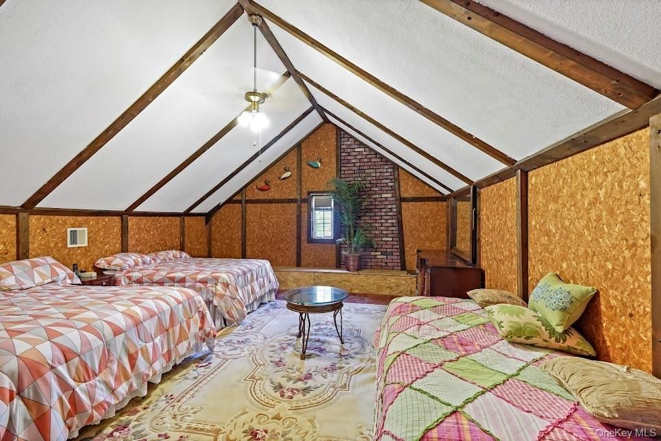 Bedroom, Interior, Pendant Lights, Stone Walls