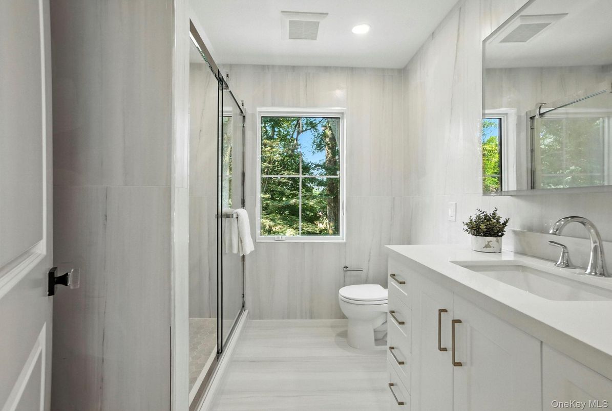 Bathroom, Glass Shower, Interior, Recessed Lighting