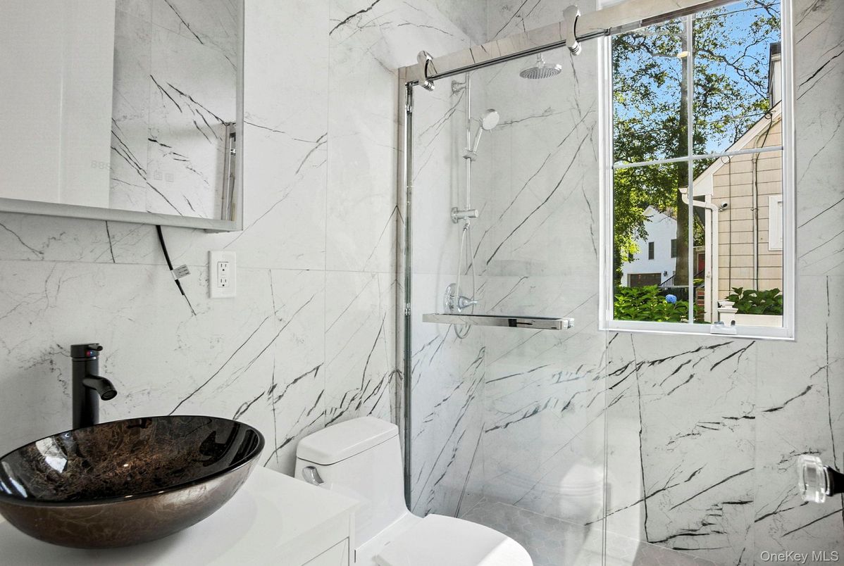 Bathroom, Glass Shower, Interior, Marble Walls