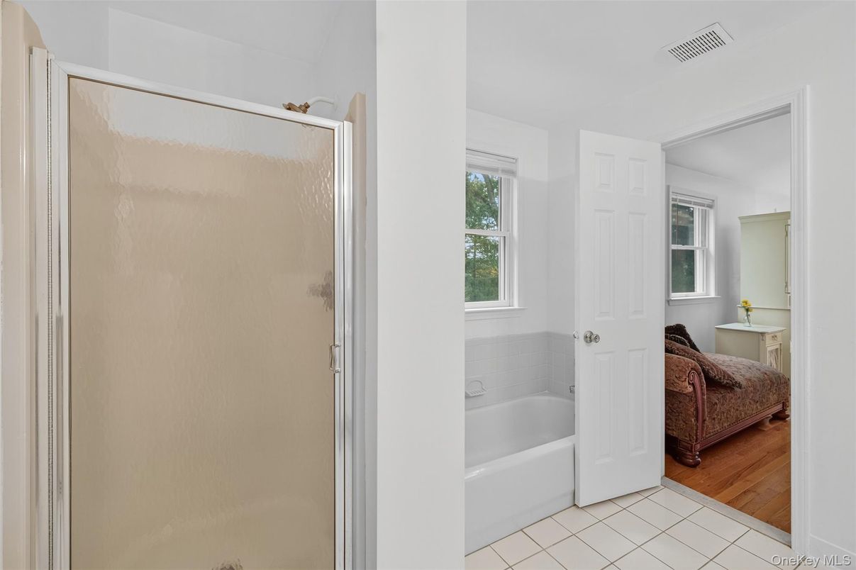 Bathroom, Glass Shower, Interior, Wood Texture Flooring