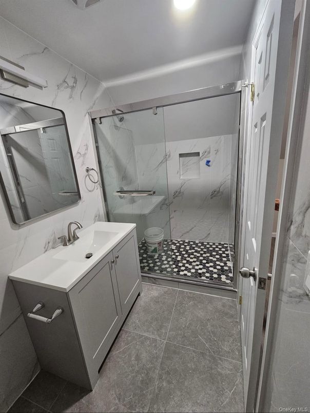 Bathroom, Glass Shower, Interior, Marble Walls