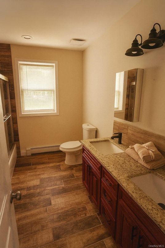 Bathroom, Dual Sink Vanities, Interior, Wood Texture Flooring
