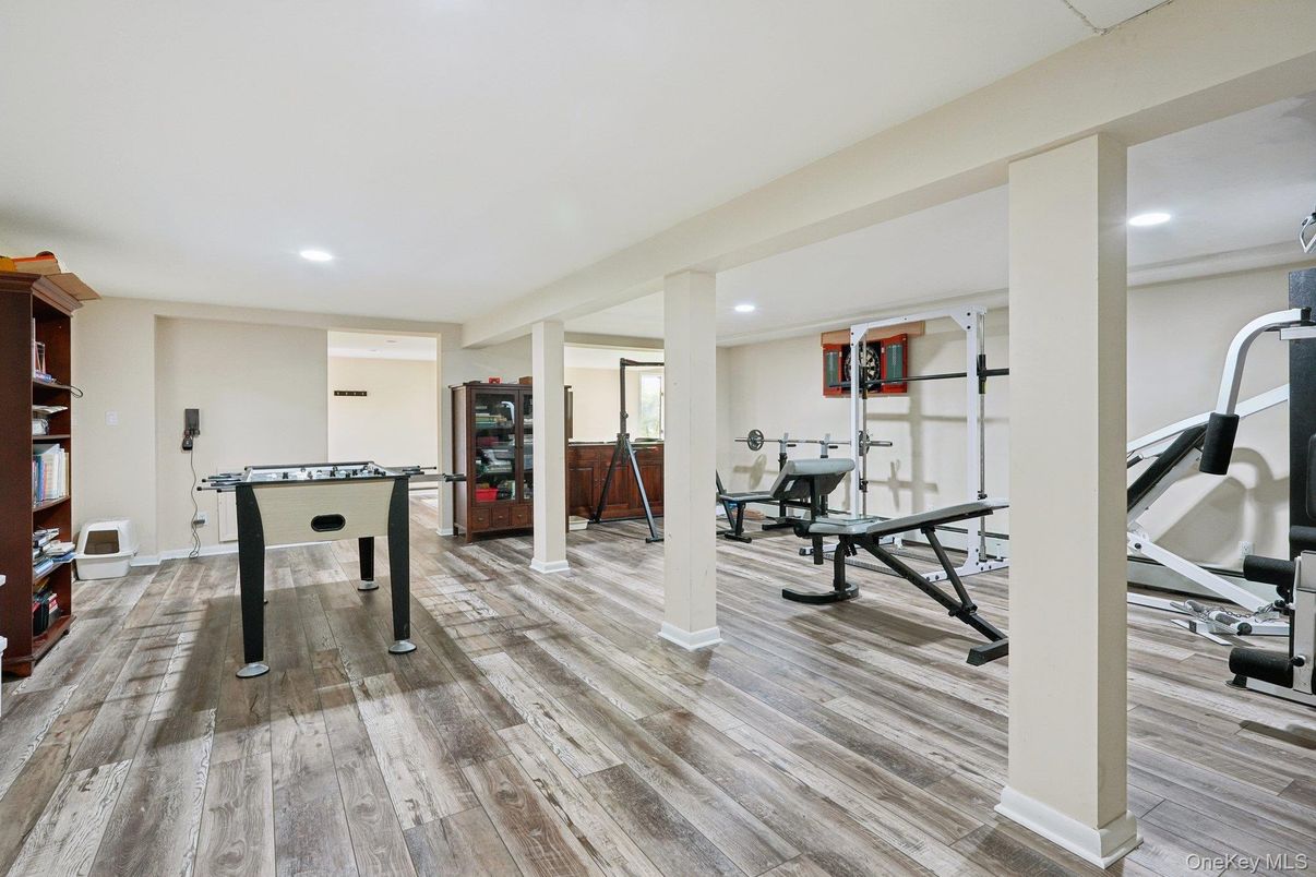 Fitness Equipment, Game Room, Interior, Recessed Lighting, Wood Texture Flooring