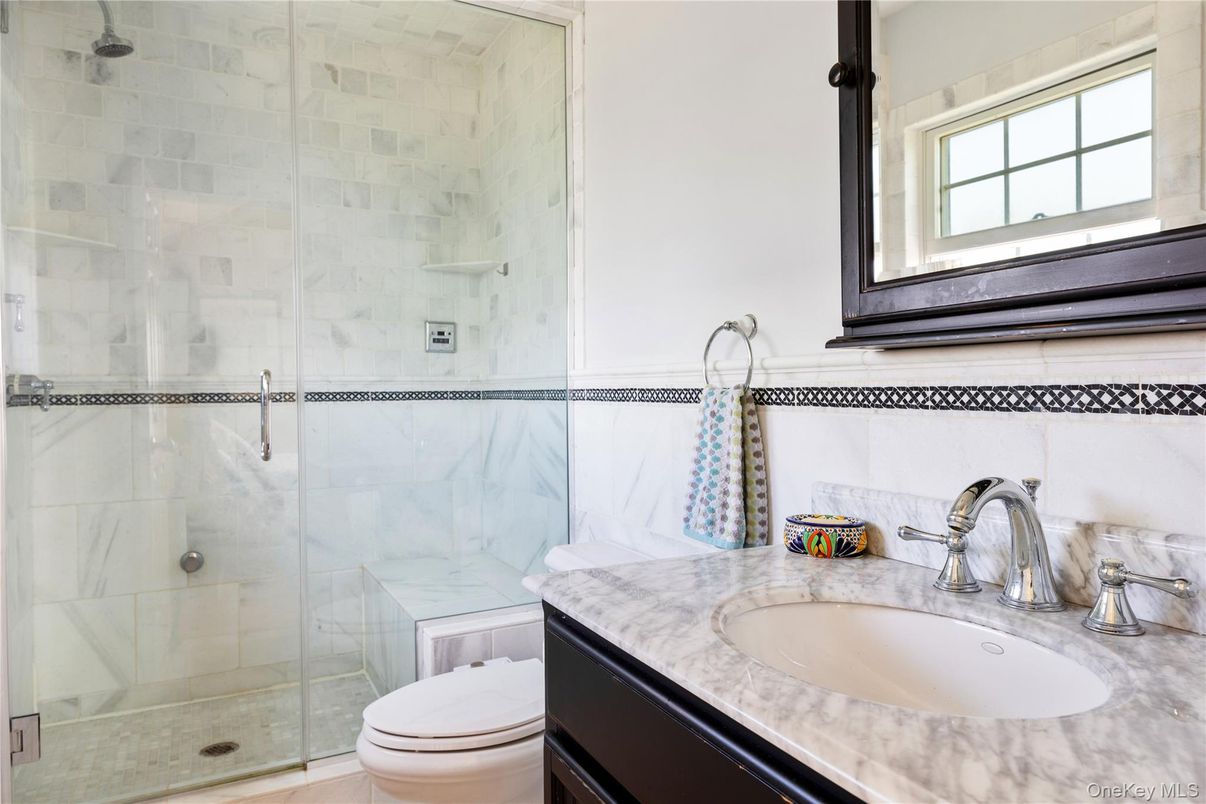 Bathroom, Glass Shower, Interior, Marble Walls