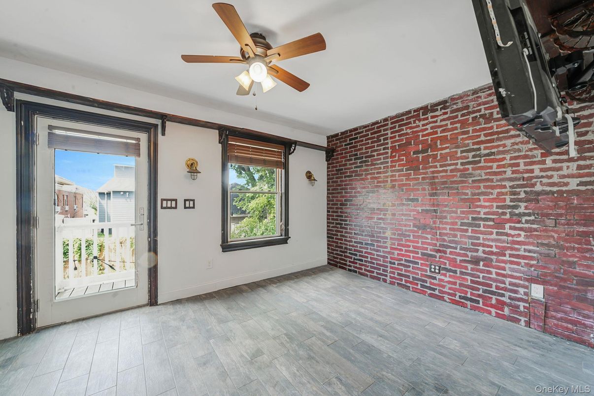 Empty room, Interior, Stone Walls, Wood Texture Flooring