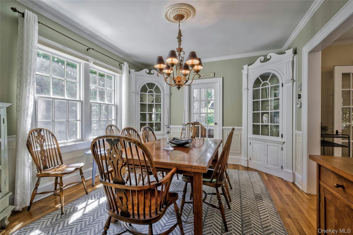 Chandelier, Dining room, Interior, Wood Texture Flooring