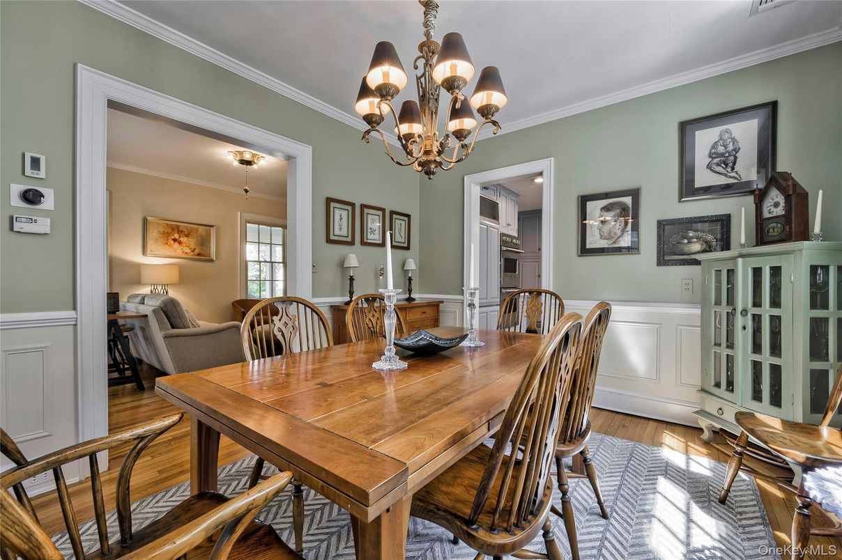 Chandelier, Dining room, Interior, Wood Texture Flooring
