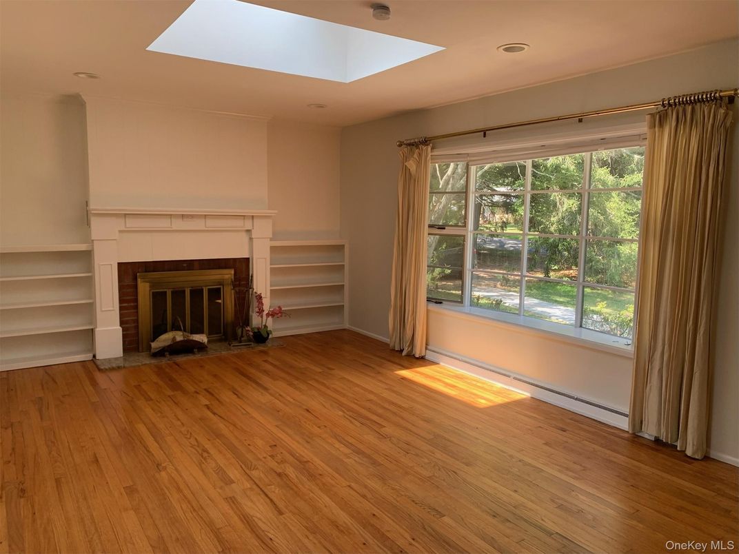 Empty room, Fireplace, Interior, Recessed Lighting, Wood Texture Flooring
