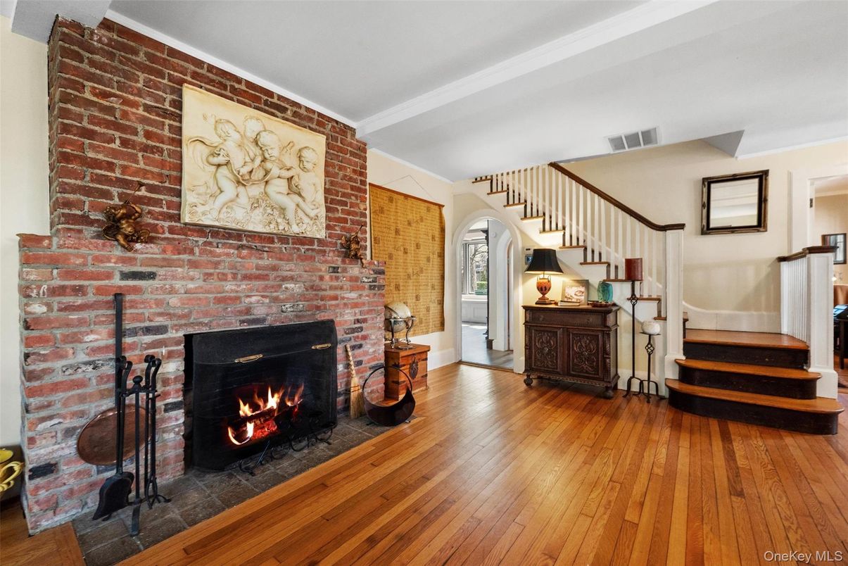 Fireplace, Interior, Stone Walls, Wood Texture Flooring