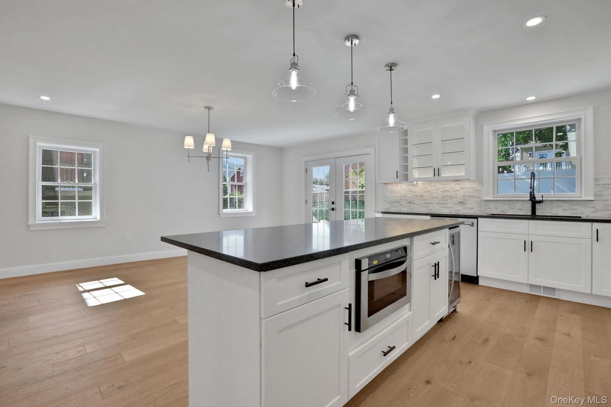 Interior, Kitchen, Pendant Lights, Recessed Lighting, Wood Texture Flooring