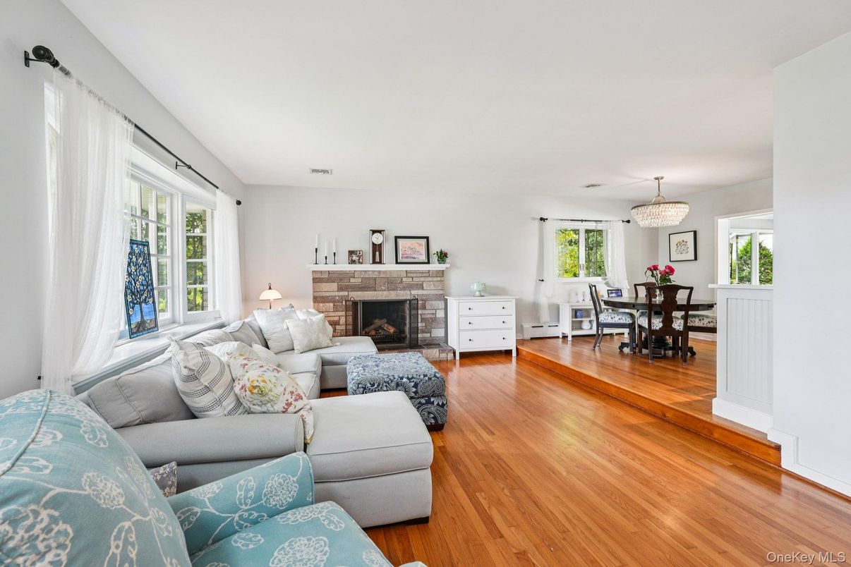 Chandelier, Dining room, Fireplace, Interior, Living room, Wood Texture Flooring