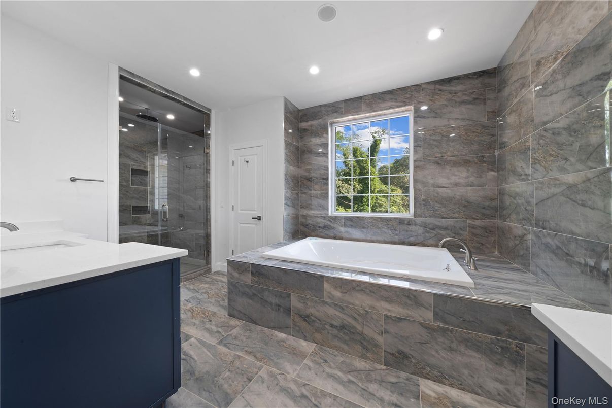 Bathroom, Glass Shower, Interior, Recessed Lighting