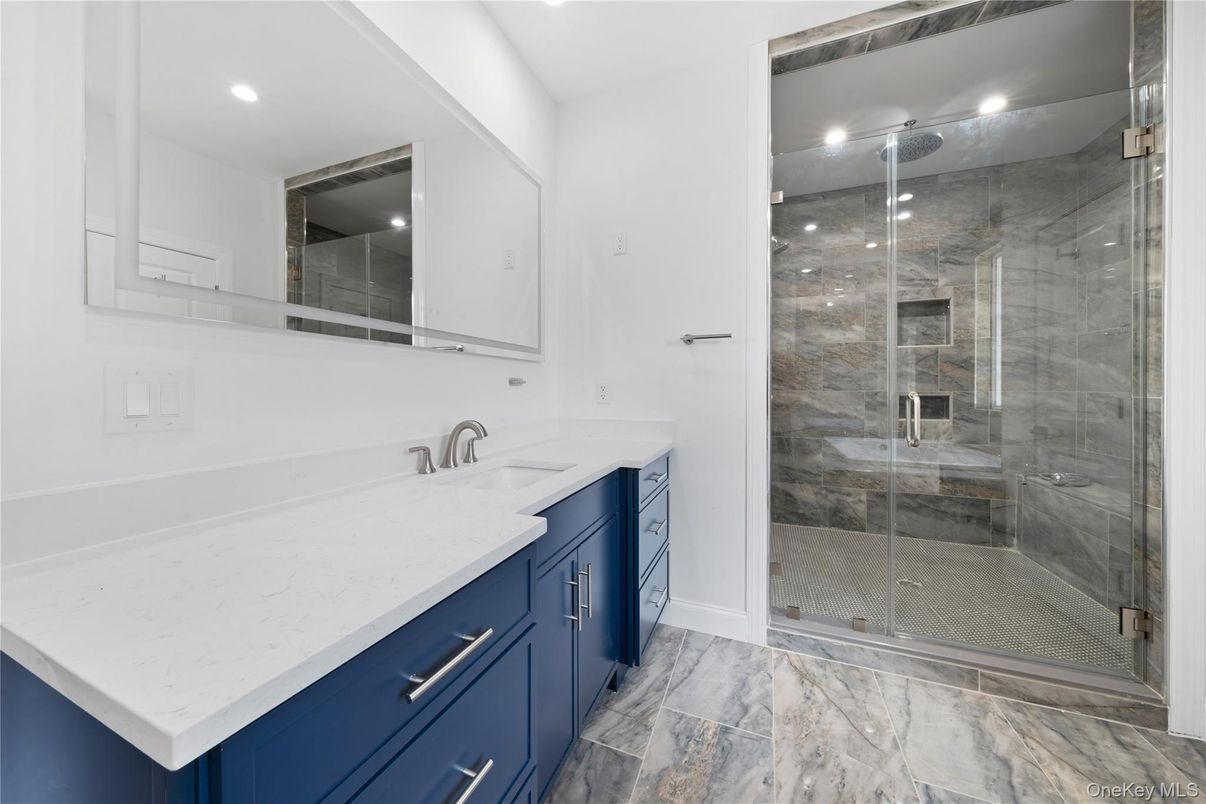 Bathroom, Glass Shower, Interior, Recessed Lighting