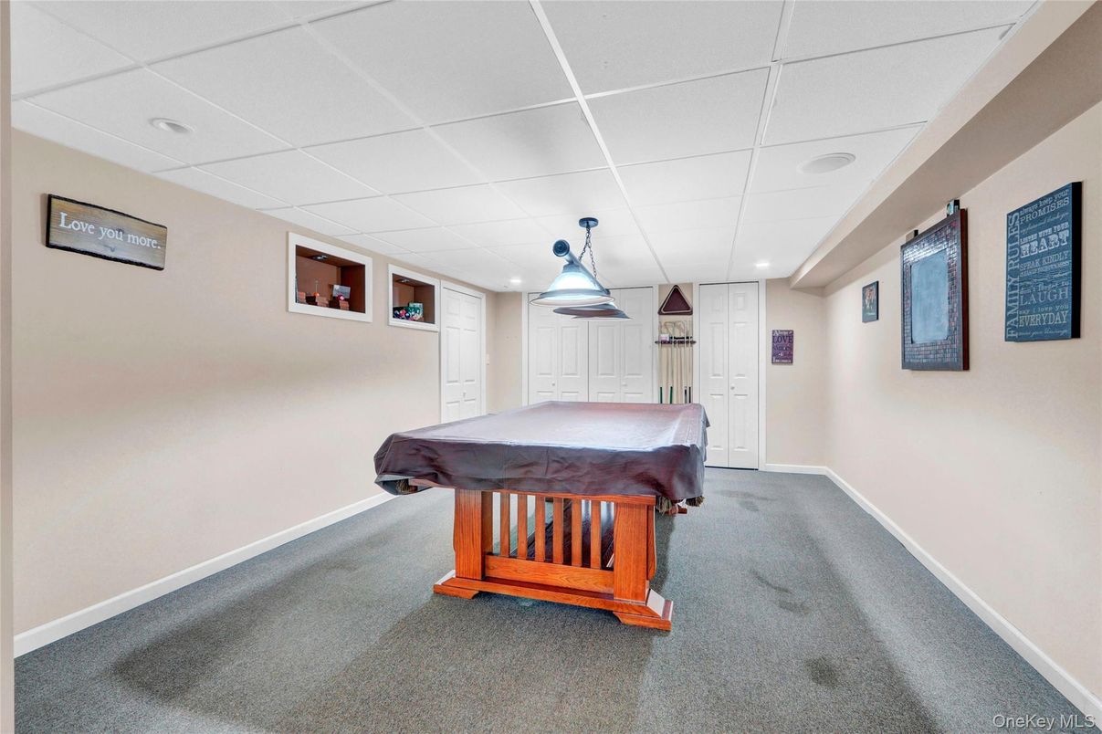 Billiard Table, Game Room, Interior, Pendant Lights, Recessed Lighting