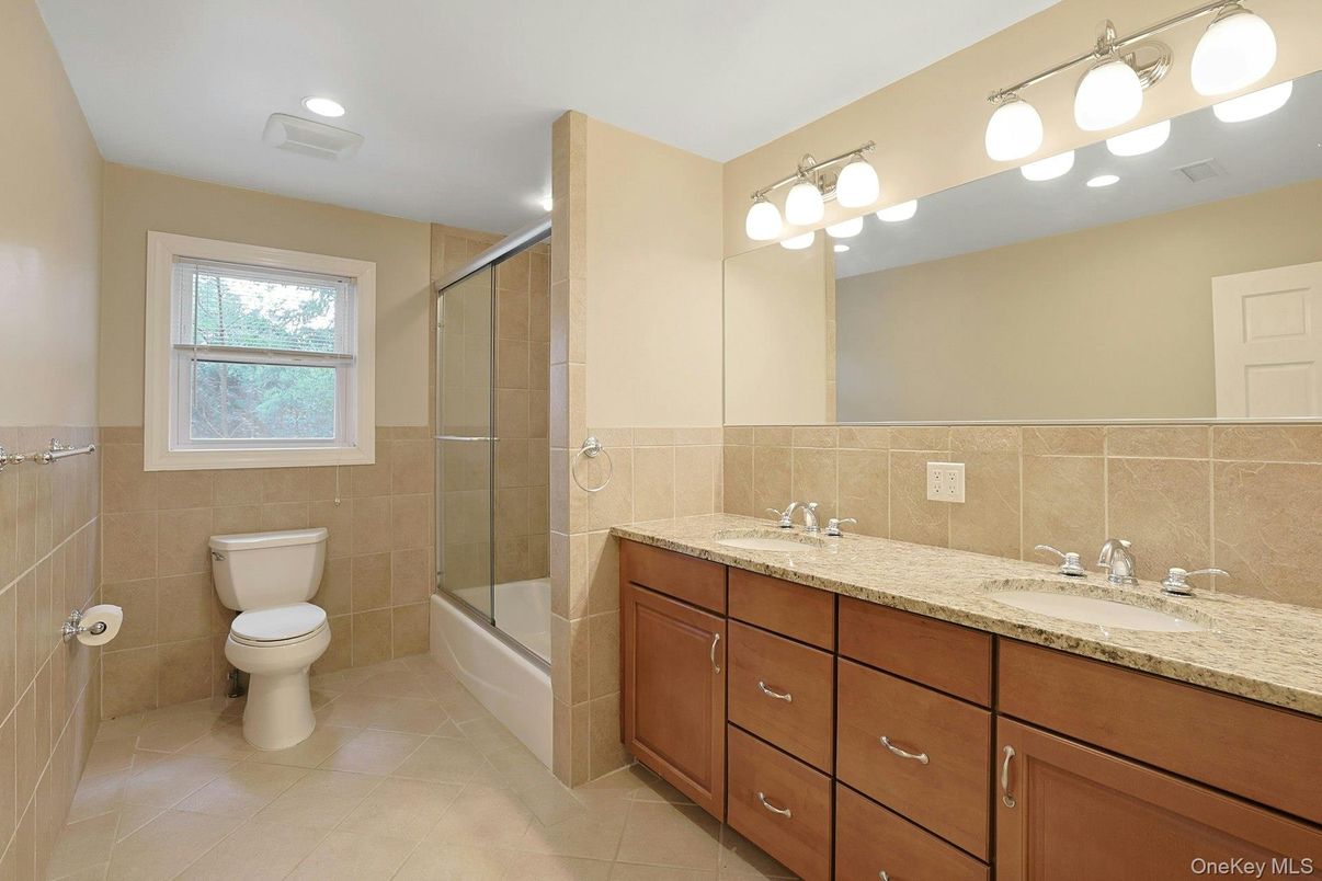Bathroom, Dual Sink Vanities, Glass Shower, Interior, Recessed Lighting