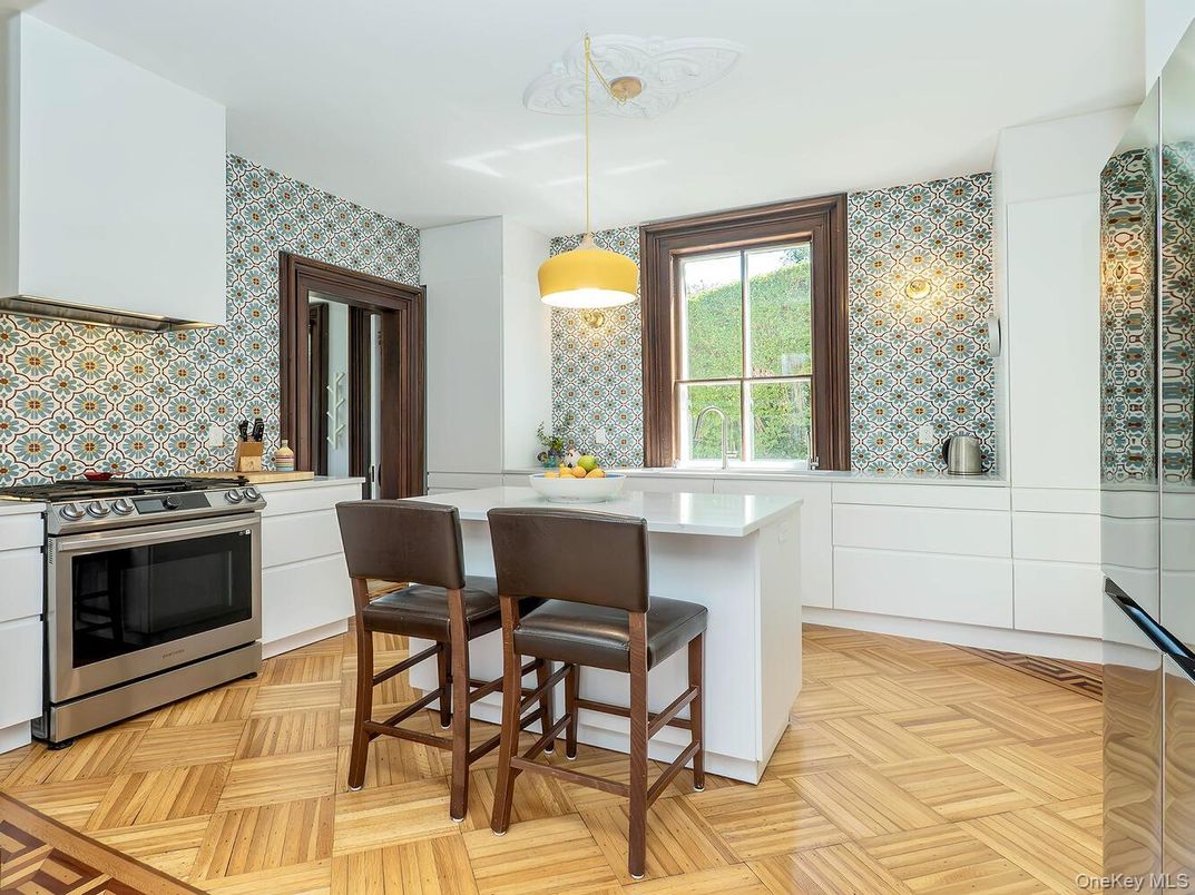 Interior, Kitchen, Pendant Lights, Stainless Steel Appliances, Wood Texture Flooring