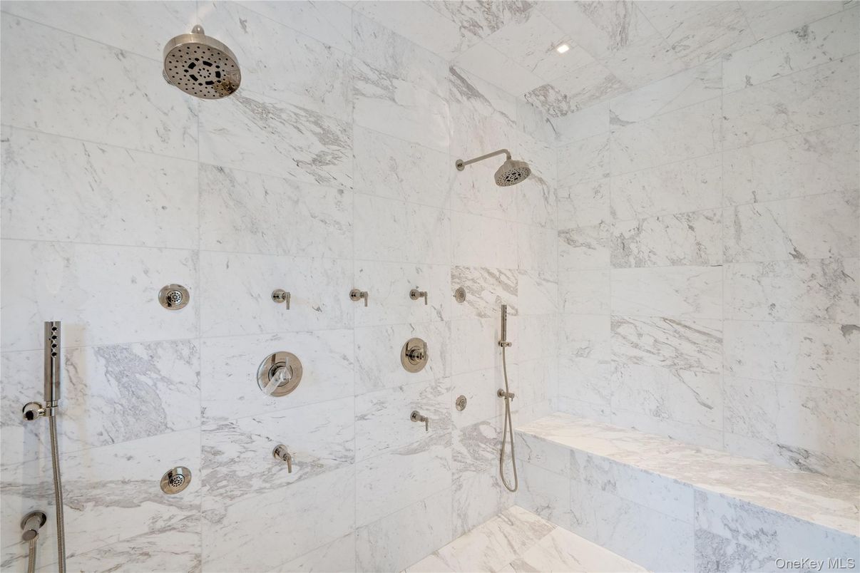 Bathroom, Interior, Marble Walls, Recessed Lighting