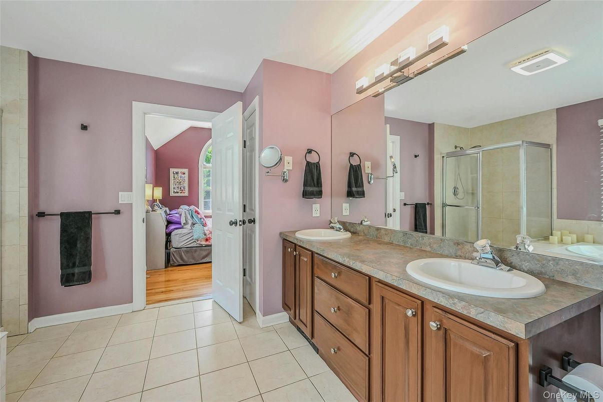 Bathroom, Bedroom, Dual Sink Vanities, Glass Shower, Interior, Wood Texture Flooring