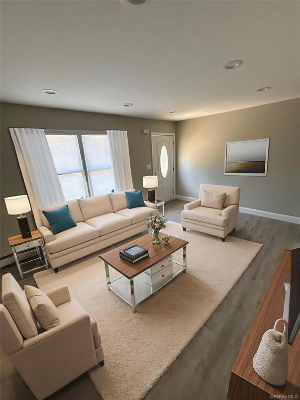 Interior, Living room, Recessed Lighting, Wood Texture Flooring