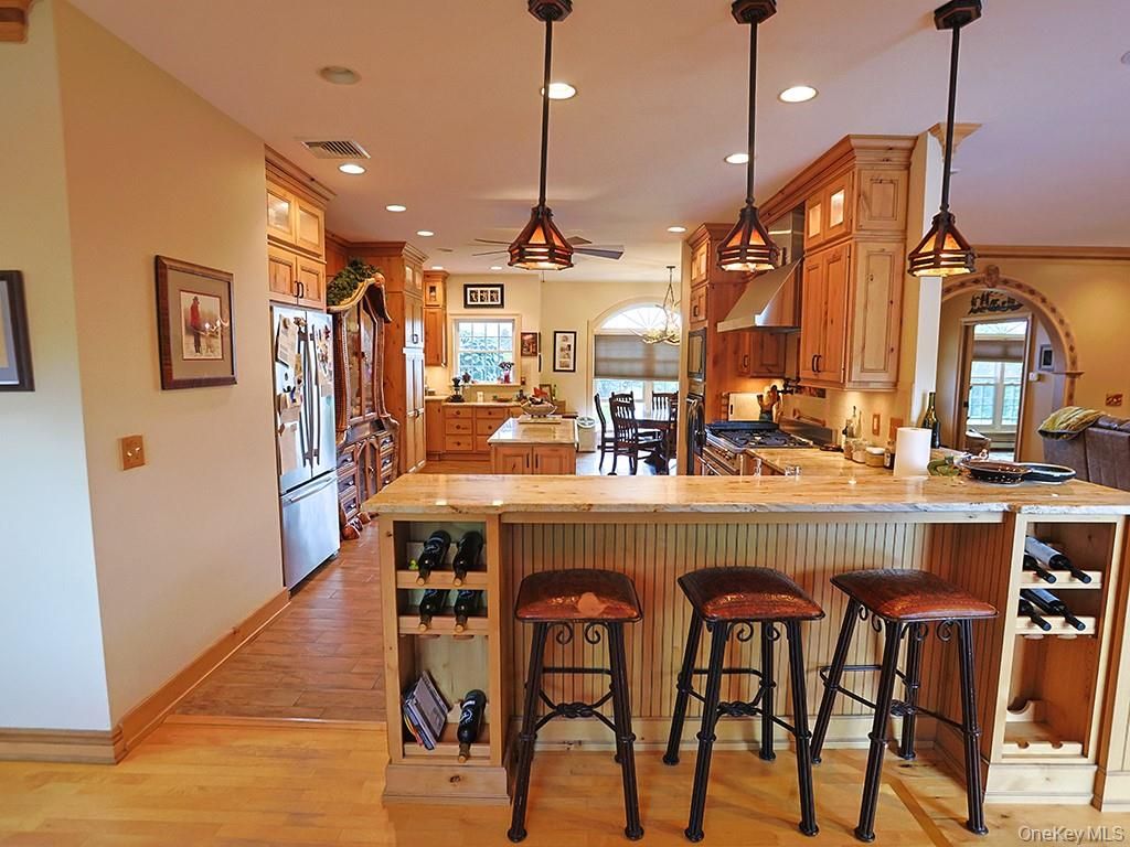 Interior, Kitchen, Pendant Lights, Recessed Lighting, Wood Texture Flooring