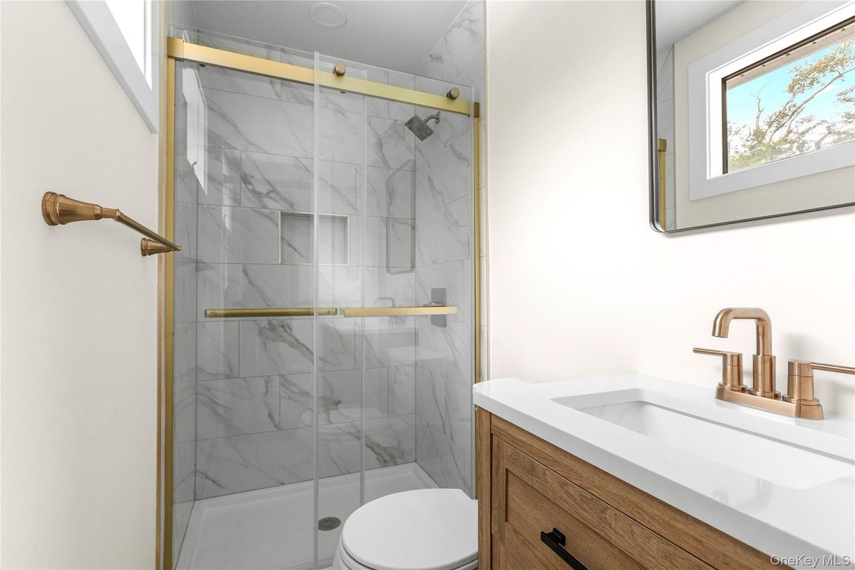 Bathroom, Glass Shower, Interior, Marble Walls