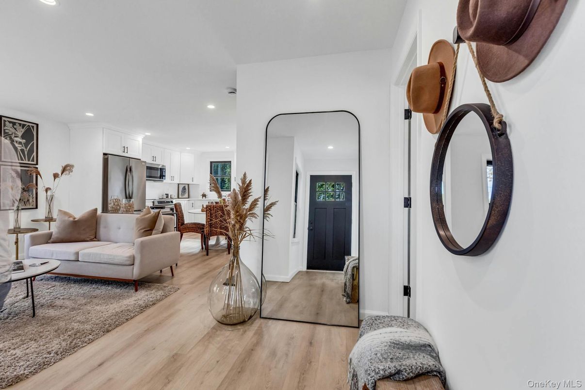 Interior, Kitchen, Living room, Recessed Lighting, Stainless Steel Appliances, Wood Texture Flooring