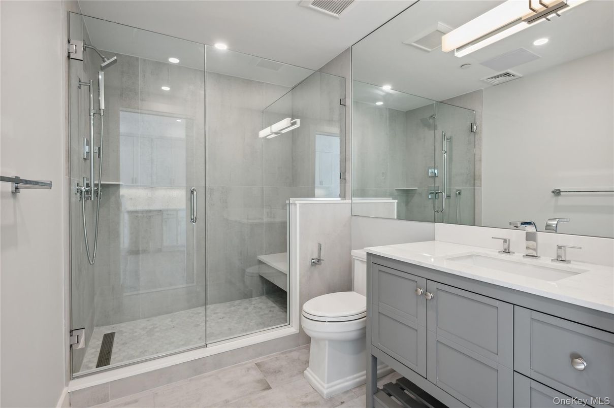 Bathroom, Glass Shower, Interior, Recessed Lighting
