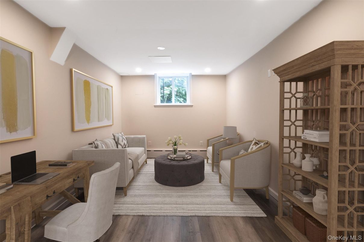 Home Office, Interior, Recessed Lighting, Wood Texture Flooring