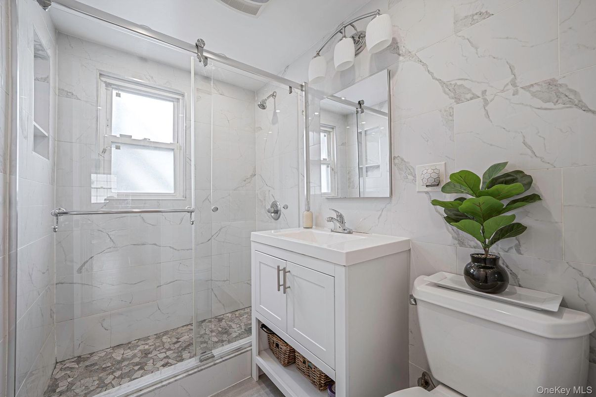 Bathroom, Glass Shower, Interior, Marble Walls
