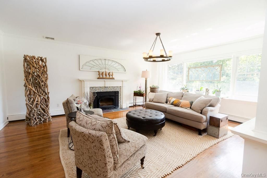 Fireplace, Interior, Living room, Pendant Lights, Wood Texture Flooring