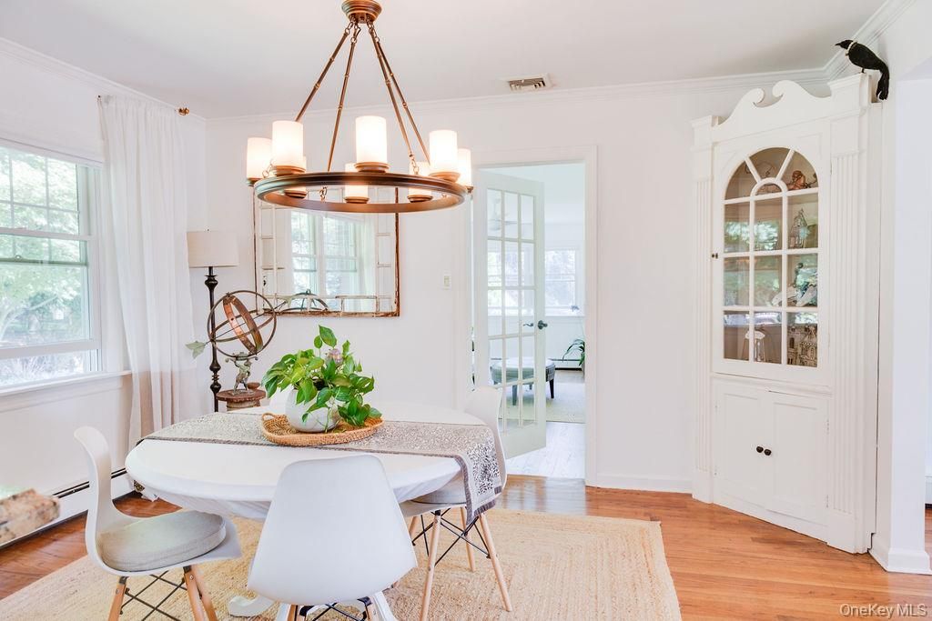 Chandelier, Dining room, Interior, Pendant Lights, Wood Texture Flooring