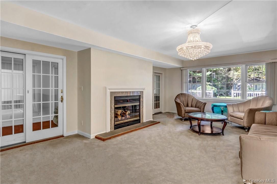 Chandelier, Fireplace, Interior, Living room