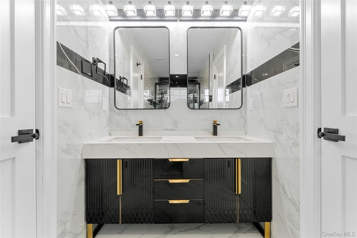 Bathroom, Dual Sink Vanities, Interior, Marble, Marble Walls