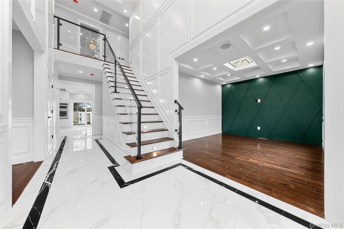 Interior, Marble, Recessed Lighting, Wood Texture Flooring