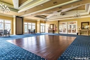Chandelier, Dining room, Interior, Recessed Lighting, Wood Texture Flooring